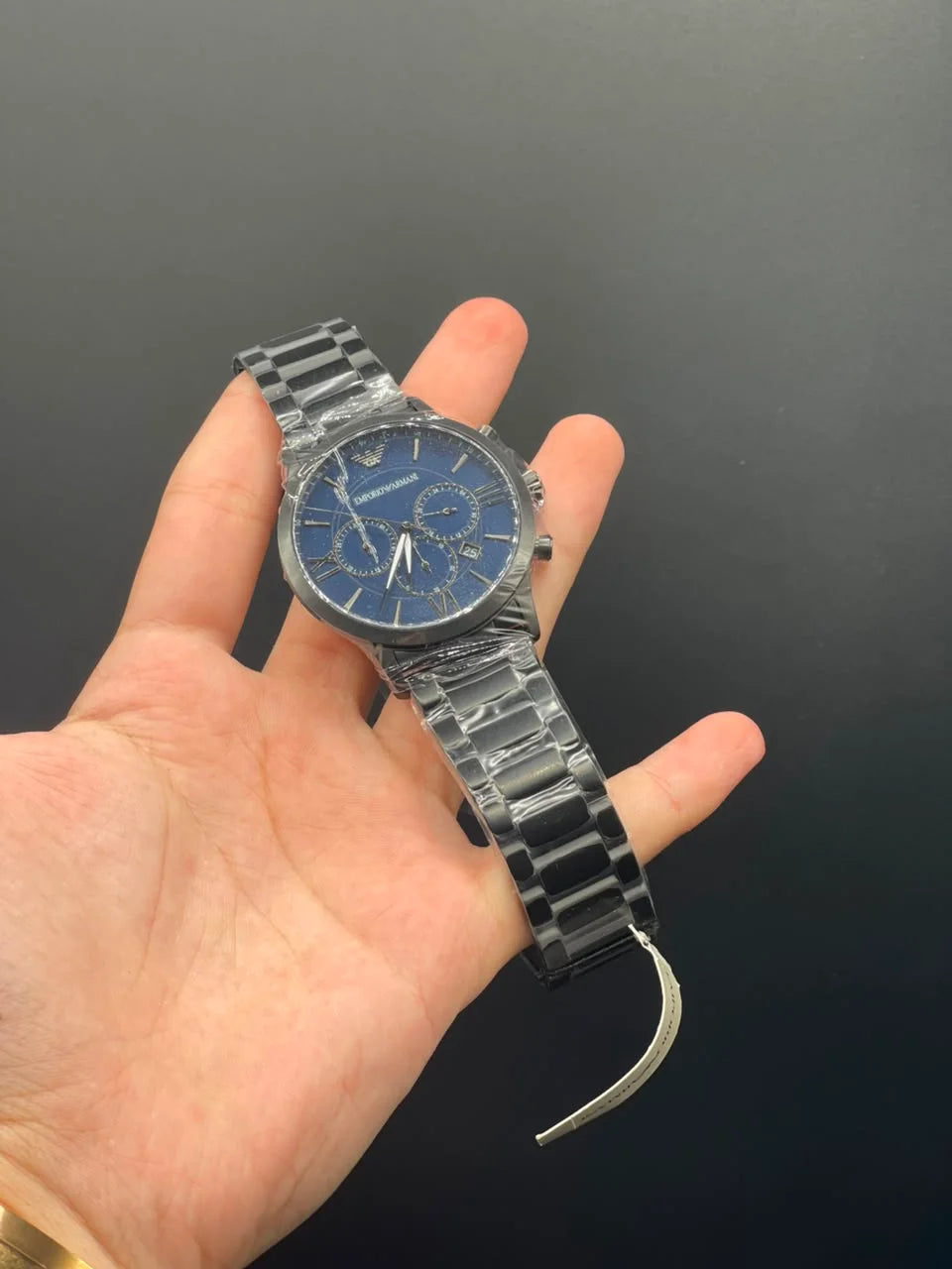 Emporio Armni Black Chain with Blue Chronograph Dial Quartz Watch