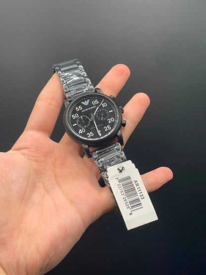 Emporio Armni Black Chain with Black Chronograph Dial Quartz Watch