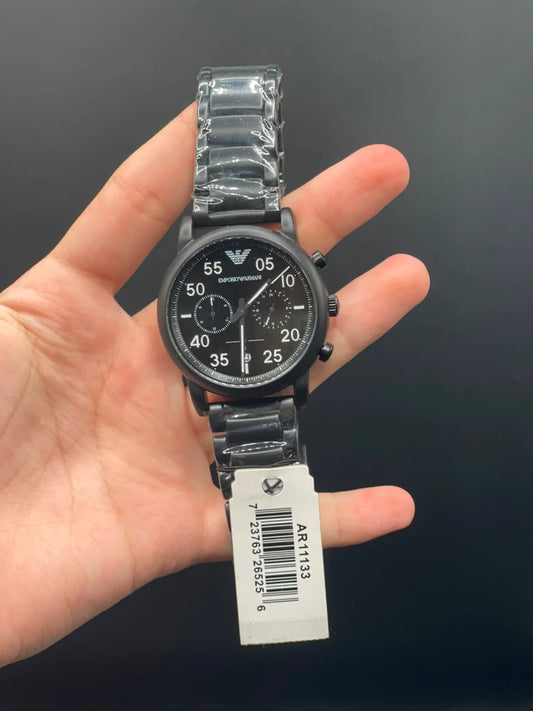 Emporio Armni Black Chain with Black Chronograph Dial Quartz Watch