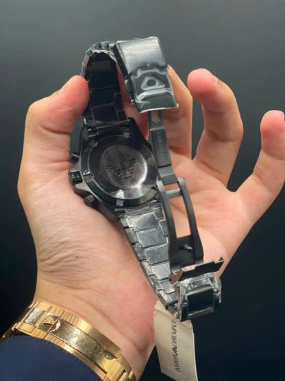 Emporio Armni Black Chain with Black Chronograph Dial and Black Rotatable Bezel Quartz Watch