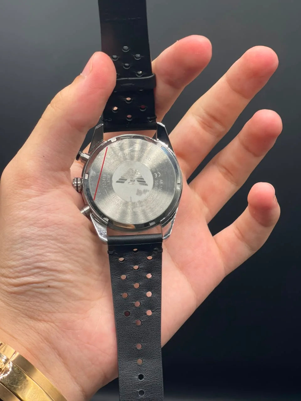 Emporio Armni Black Strap with Black and White Chronograph Dial Quartz Watch