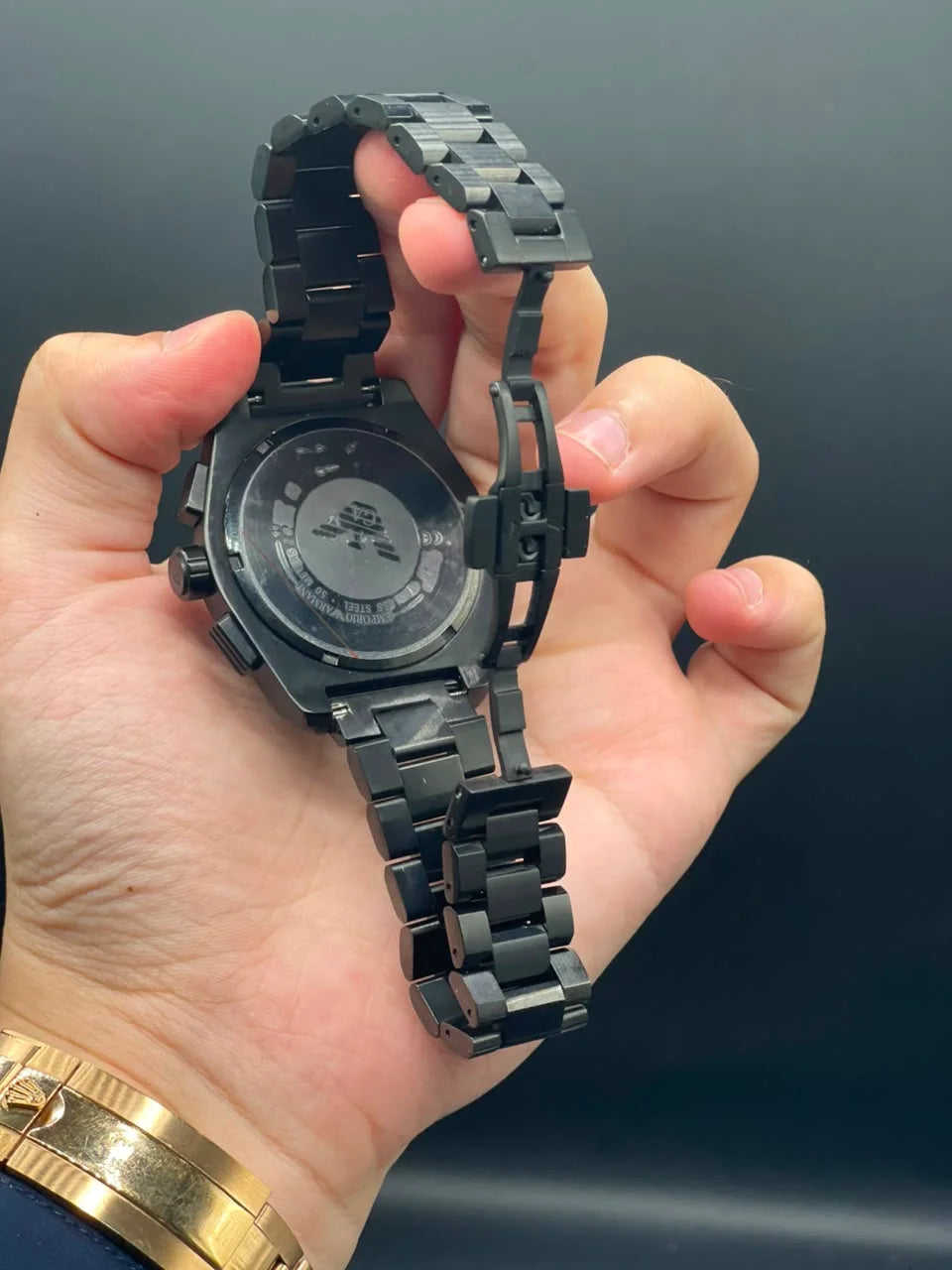 Emporio Armni Black Chain with Green Chronograph Dial and Black Bezel Quartz Watch