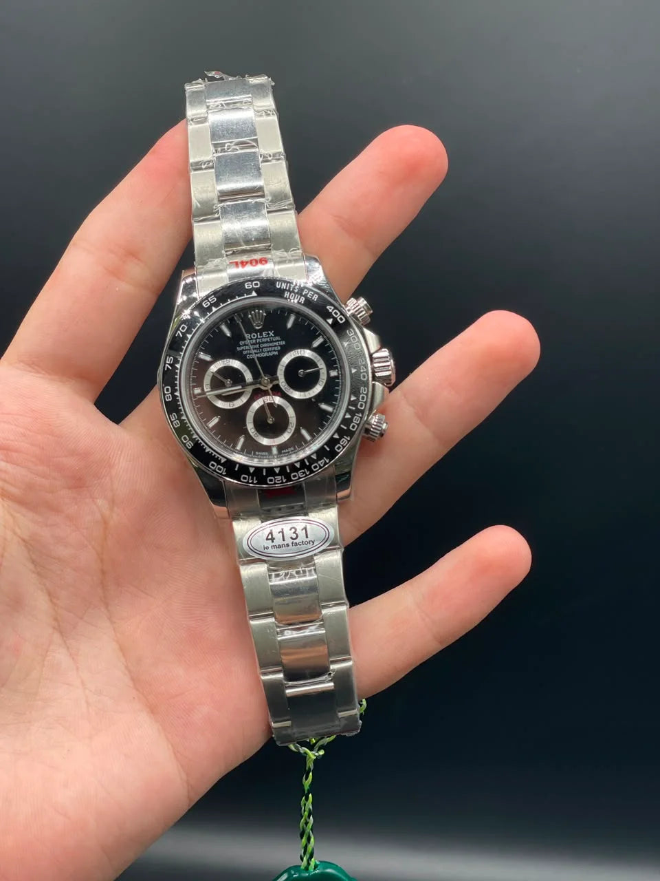 Silver Chain With Black Chronograph Dial Automatic Watch