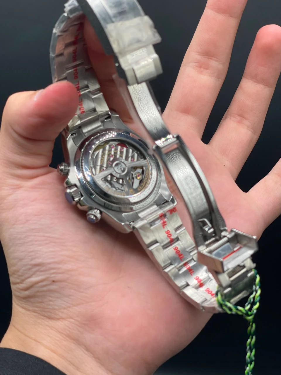 Silver Chain With Black Chronograph Dial Automatic Watch