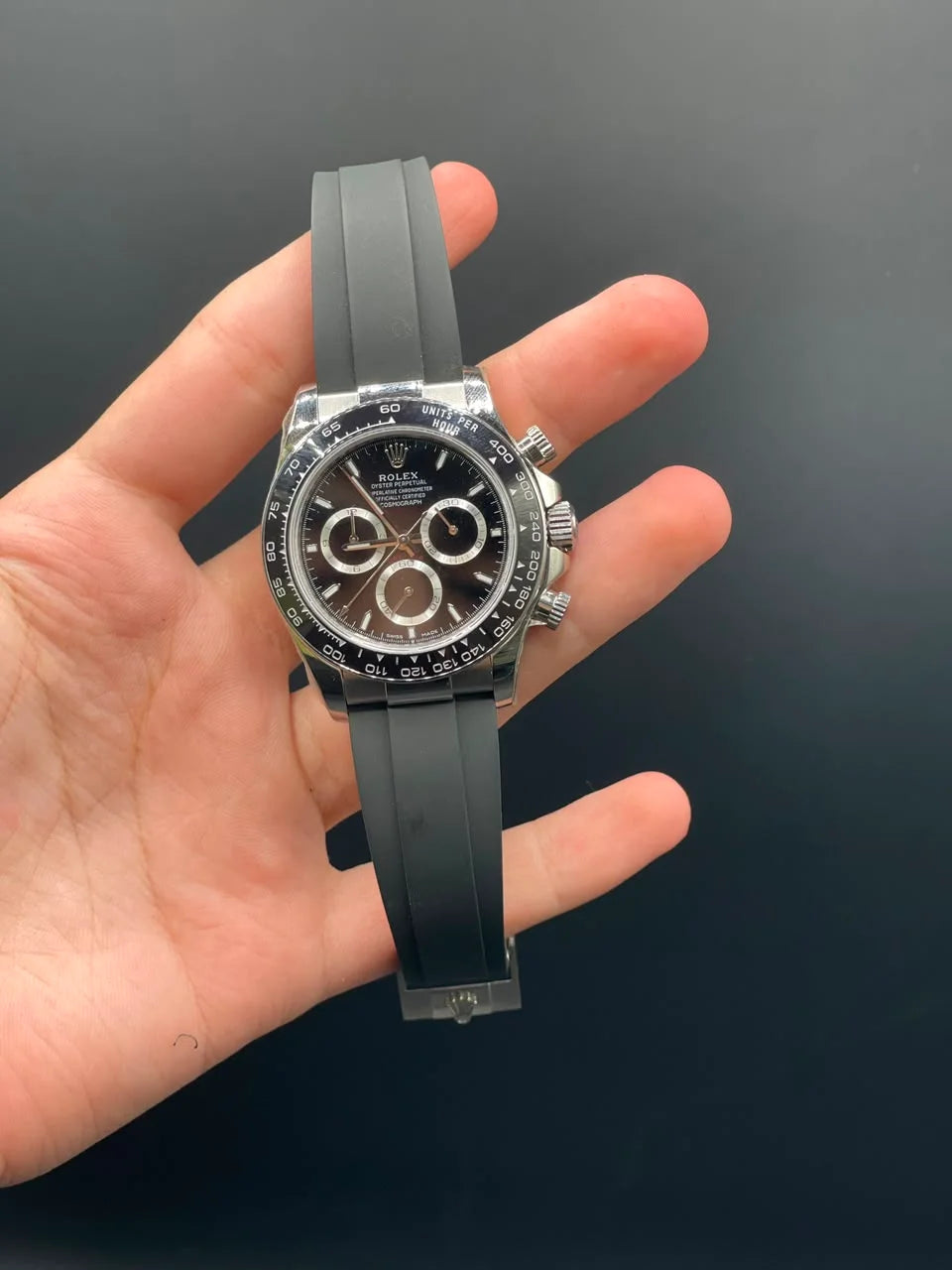 Black Strap With Black Chronograph Dial Automatic Watch
