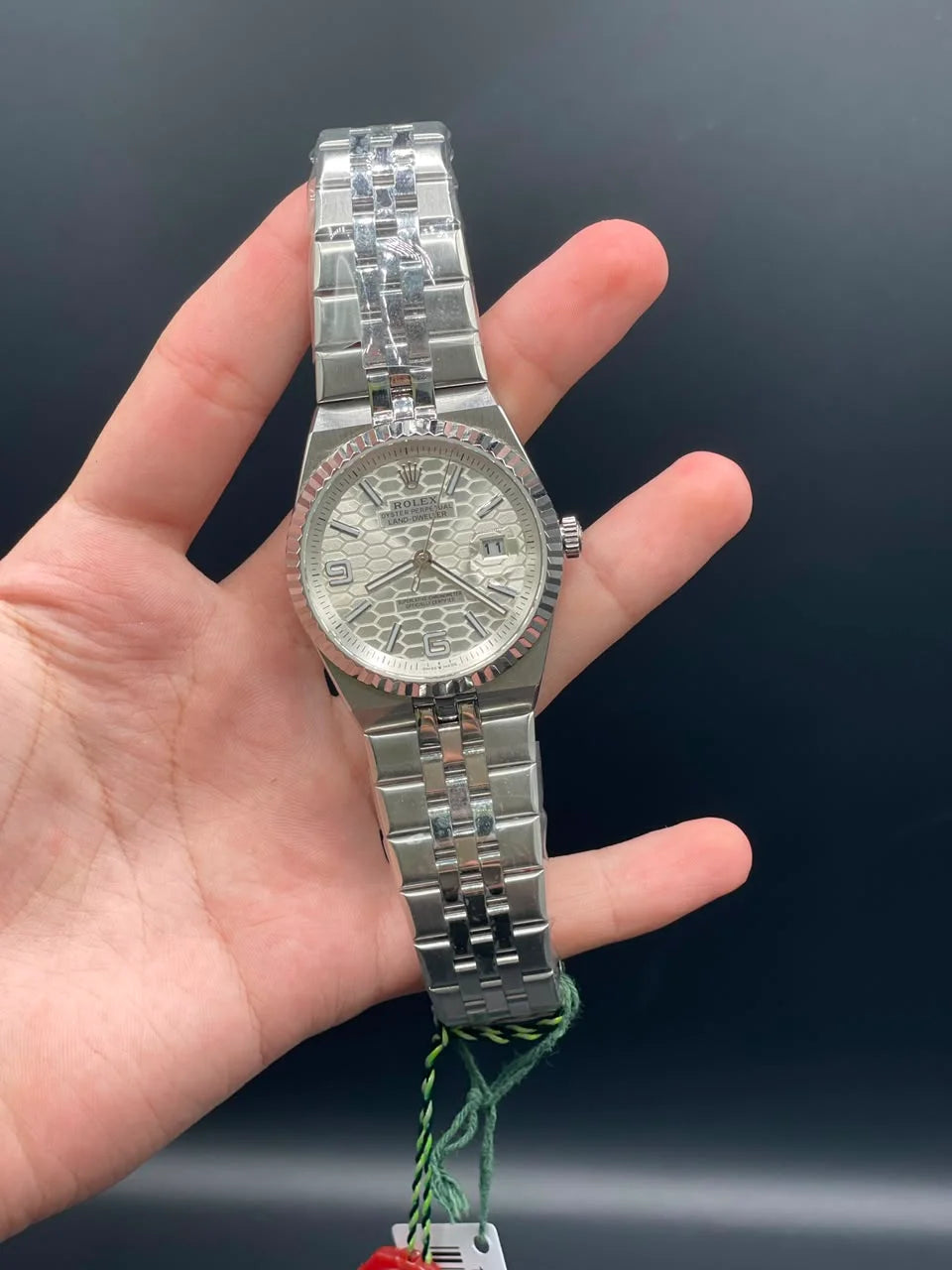 RLX Silver Chain With White Textured Dial Automatic Watch