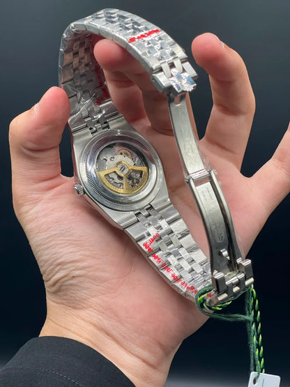 RLX Silver Chain With White Textured Dial Automatic Watch