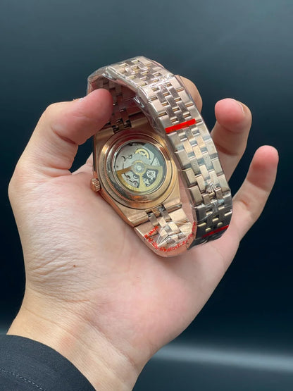 RLX Rose Gold Chain With Tiffany Blue Textured Dial Automatic Watch