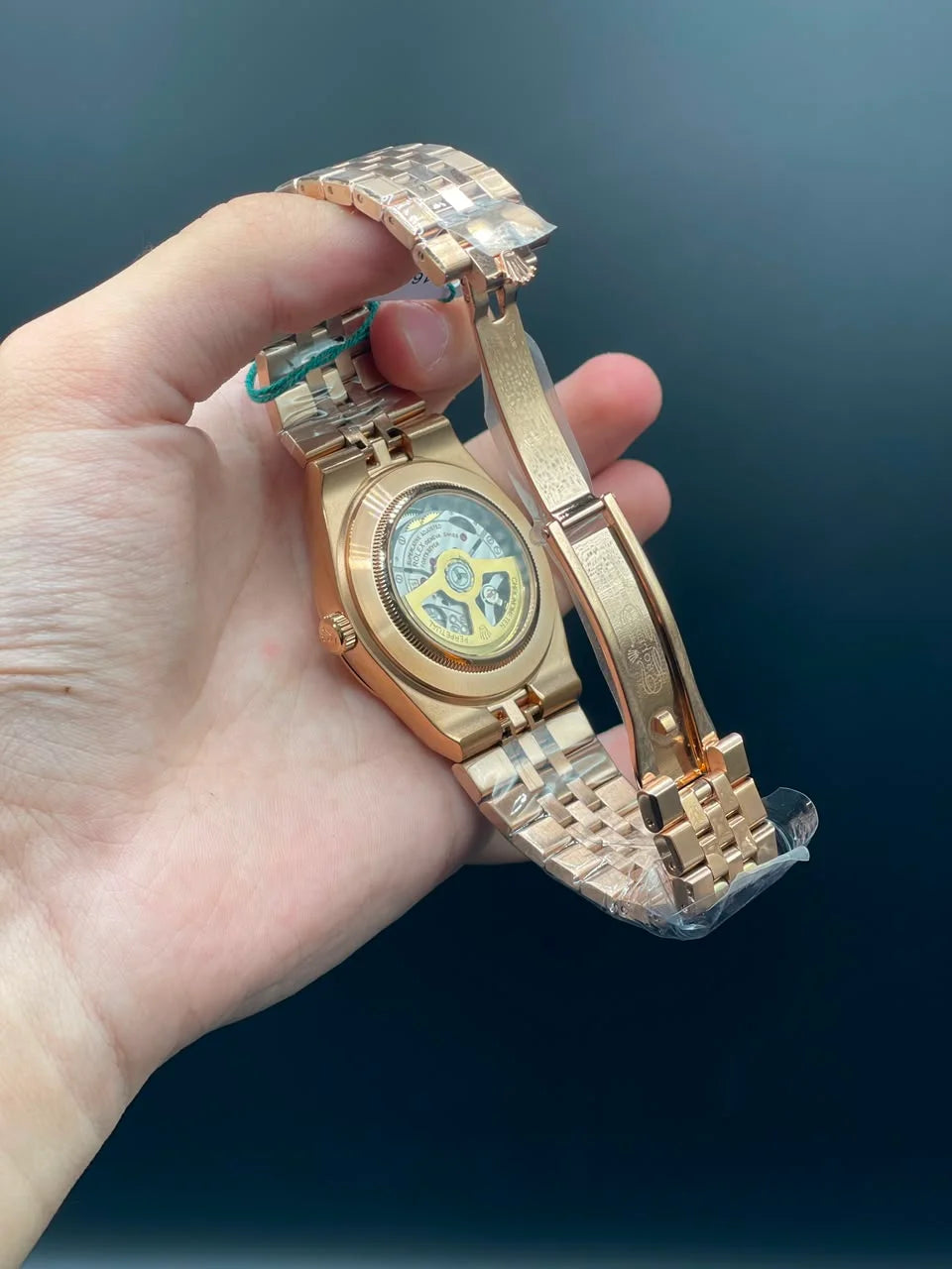 RLX Rose Gold Chain With Chocolate Textured Dial Automatic Watch