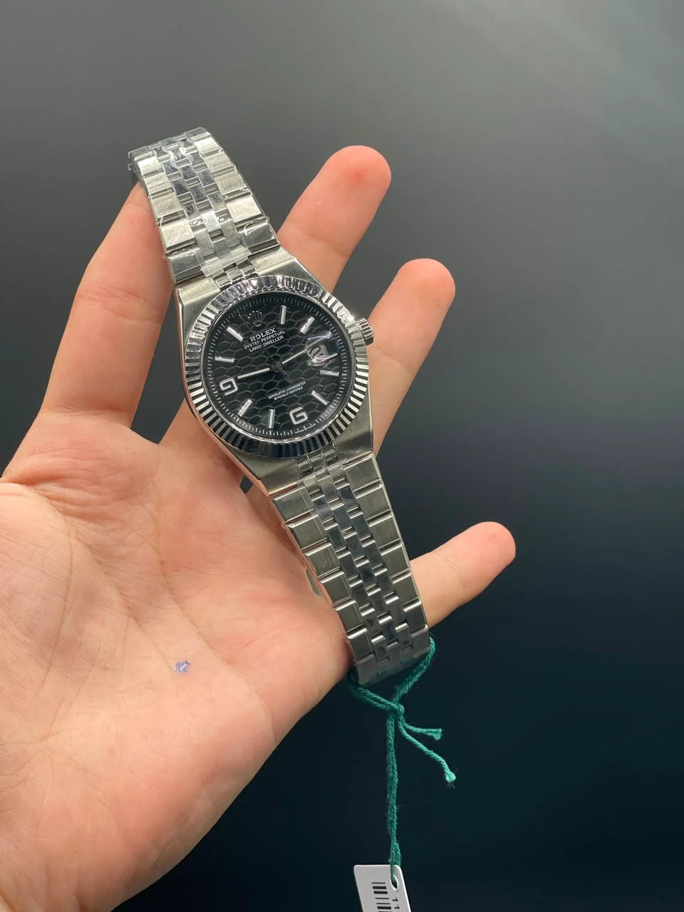 RLX Silver Chain With Black Textured Dial Automatic Watch