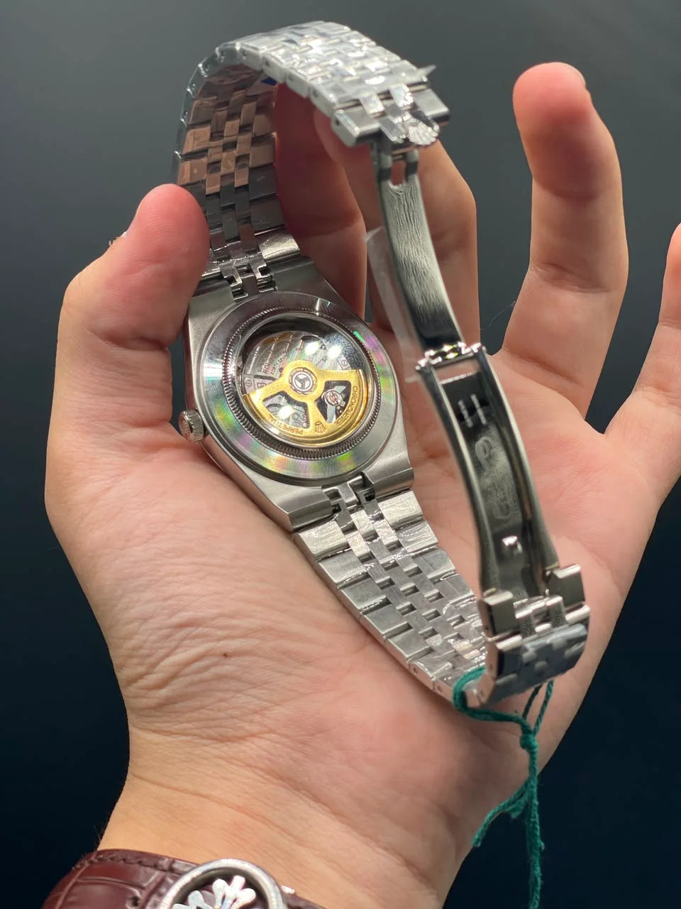RLX Silver Chain With Black Textured Dial Automatic Watch