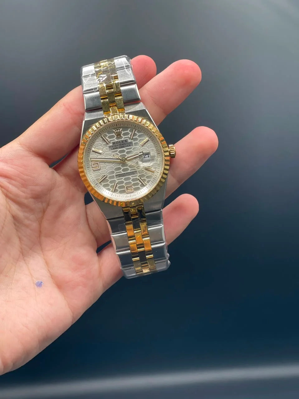 RLX Two Tone Chain With White Textured Dial Automatic Watch