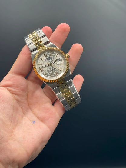 RLX Two Tone Chain With White Textured Dial Automatic Watch