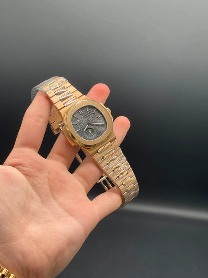 PP Rose Gold Chain With Chocolate Power Reserve Dial Mechanical Watch