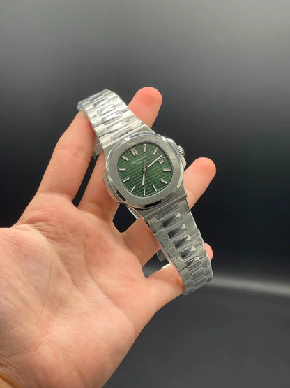 PP Silver Chain With Green Dial Automatic Watch