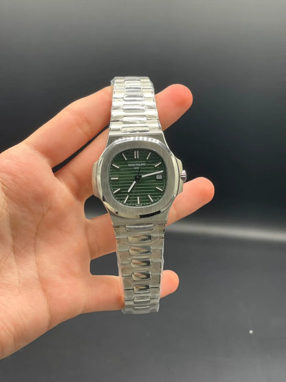 PP Silver Chain With Green Dial Automatic Watch
