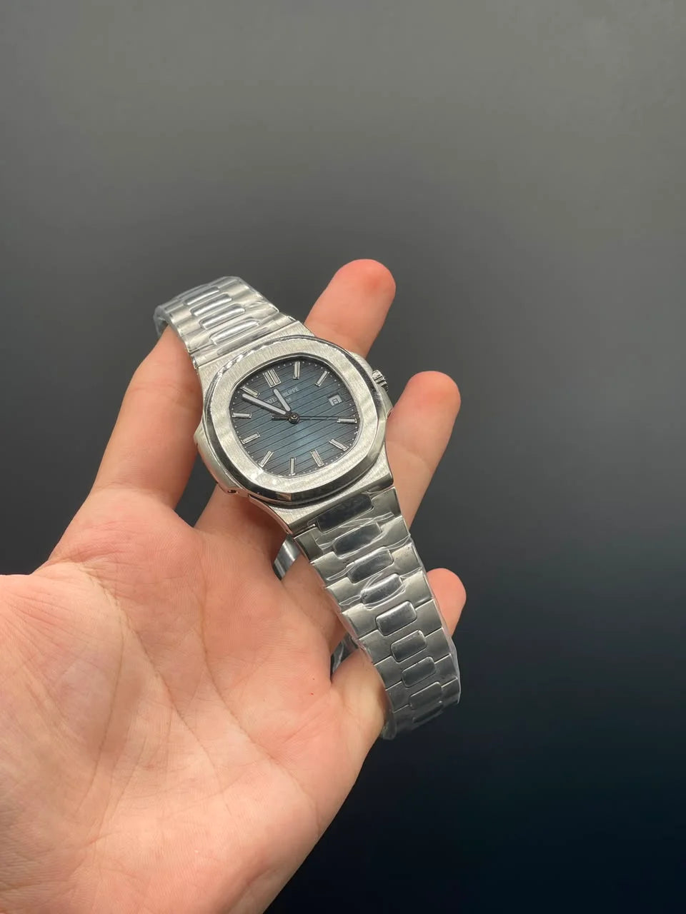 PP Silver Chain With Blue Dial Automatic Watch