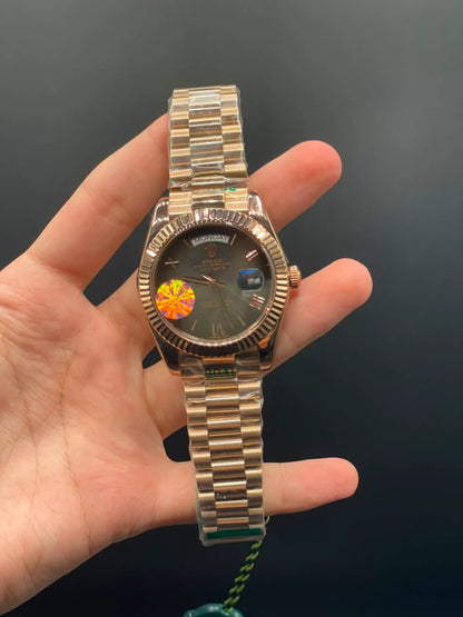 RLX Rose Gold Chain with Ombre Day-Date Dial Automatic Watch
