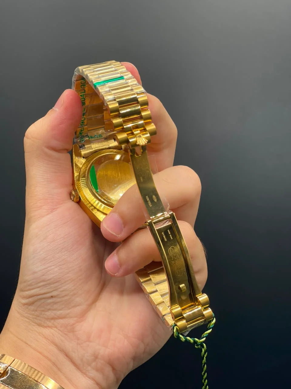 RLX Gold Chain with Red Textured Day-Date Dial Automatic Watch