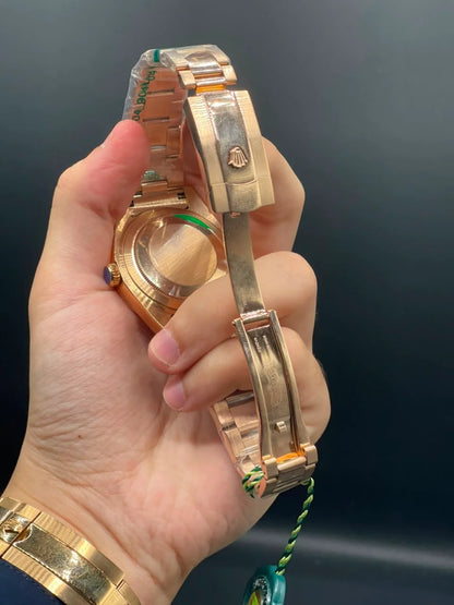 RLX Rose Gold Oyster Chain with Chocolate Sky-Dweller Style Dial Automatic Watch