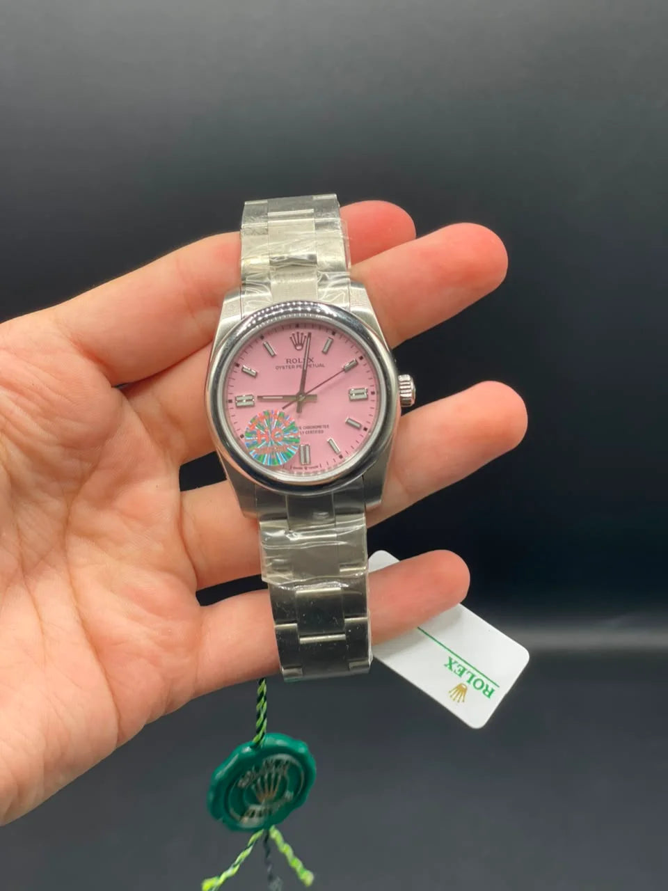 RLX Silver Oyster Chain With Pink Dial Automatic Watch