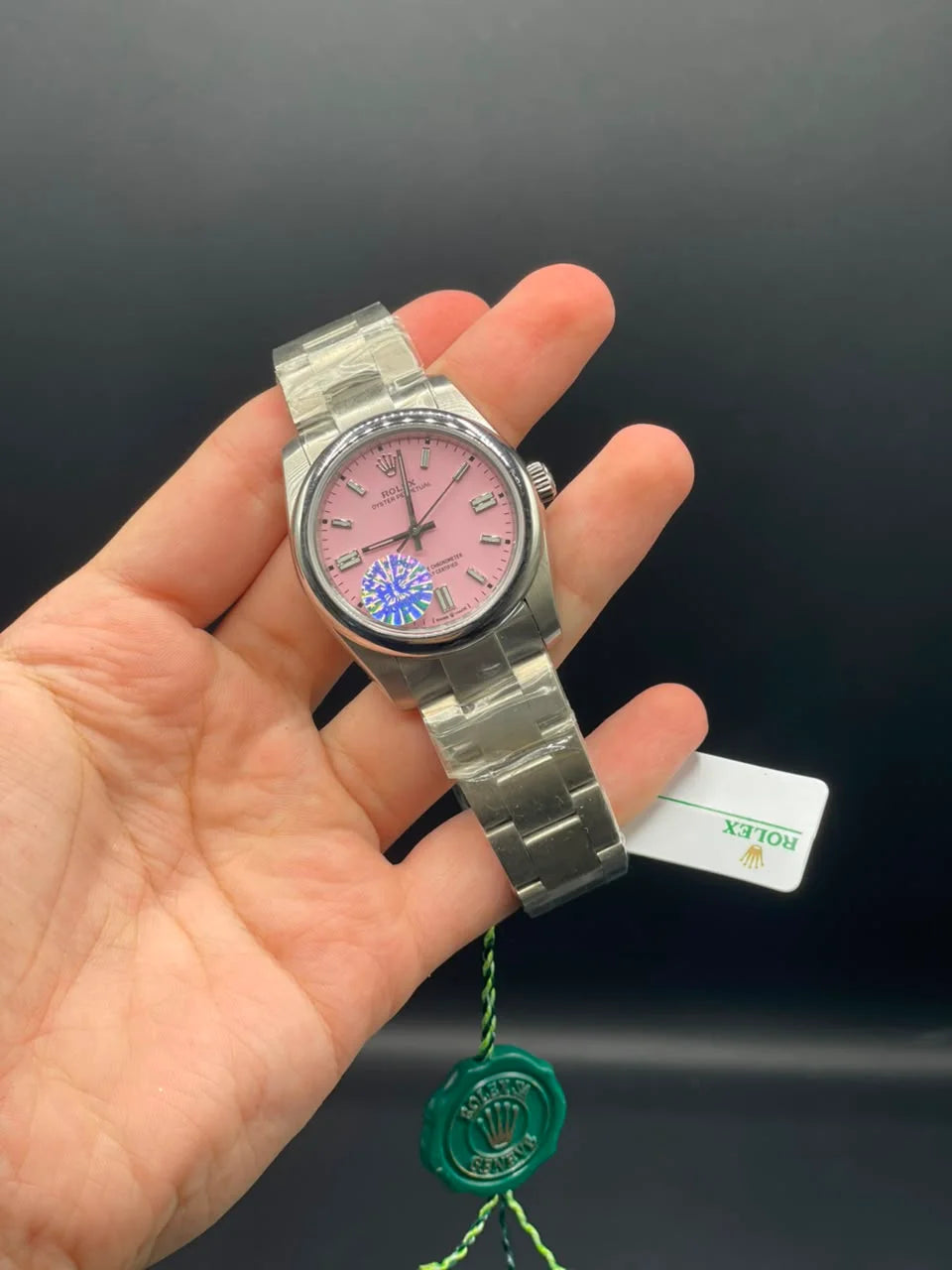 RLX Silver Oyster Chain With Pink Dial Automatic Watch