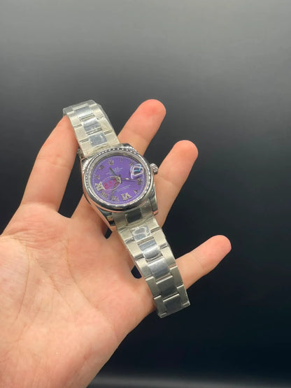 RLX Silver Oyster Chain with Purple Dial Automatic Watch