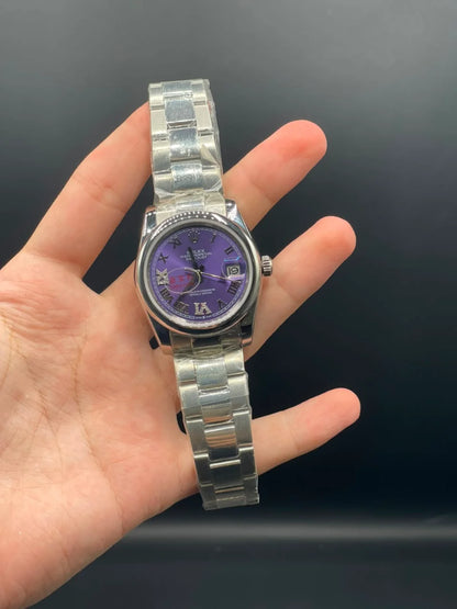 RLX Silver Oyster Chain with Purple Dial Automatic Watch