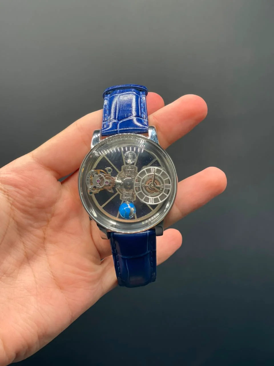 Jacob Blue Strap With Transparent Astronomical Dial Quartz Watch