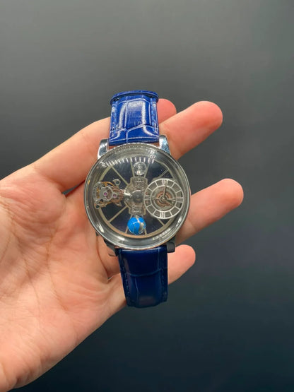 Jacob Blue Strap With Transparent Astronomical Dial Quartz Watch