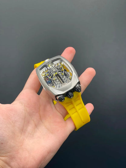 Jacob Yellow Strap With Engine Dial With Matte Gray Bezel Automatic Watch