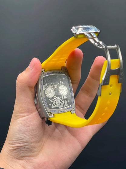 Jacob Yellow Strap With Engine Dial With Matte Gray Bezel Automatic Watch
