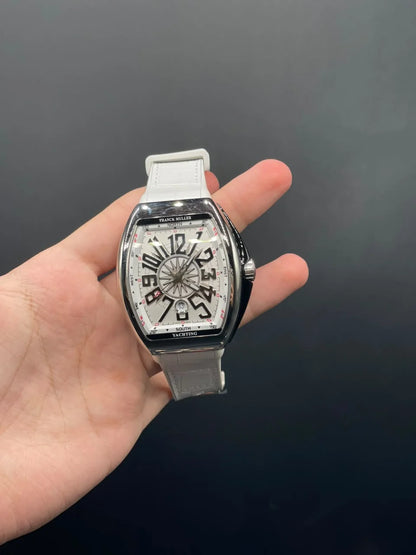 FM White Strap With White Dial And Silver Bezel Automatic Watch