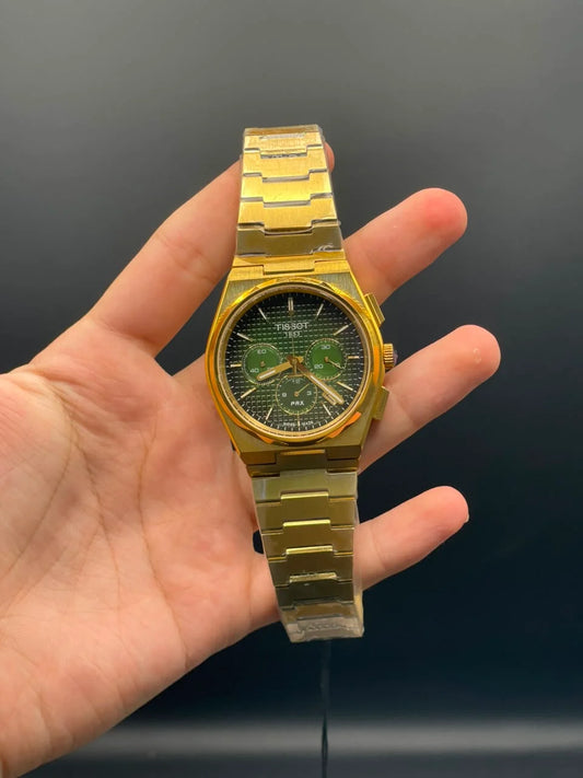TT Golden Chain with Green Chronograph Dial Quartz Watch