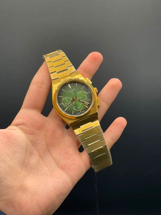 TT Golden Chain with Green Chronograph Dial Quartz Watch