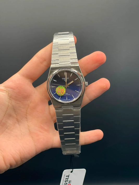 TT Silver Chain with Black and Blue Open Heart Dial Automatic Watch