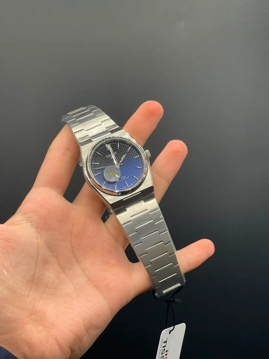 TT Silver Chain with Black and Blue Open Heart Dial Automatic Watch
