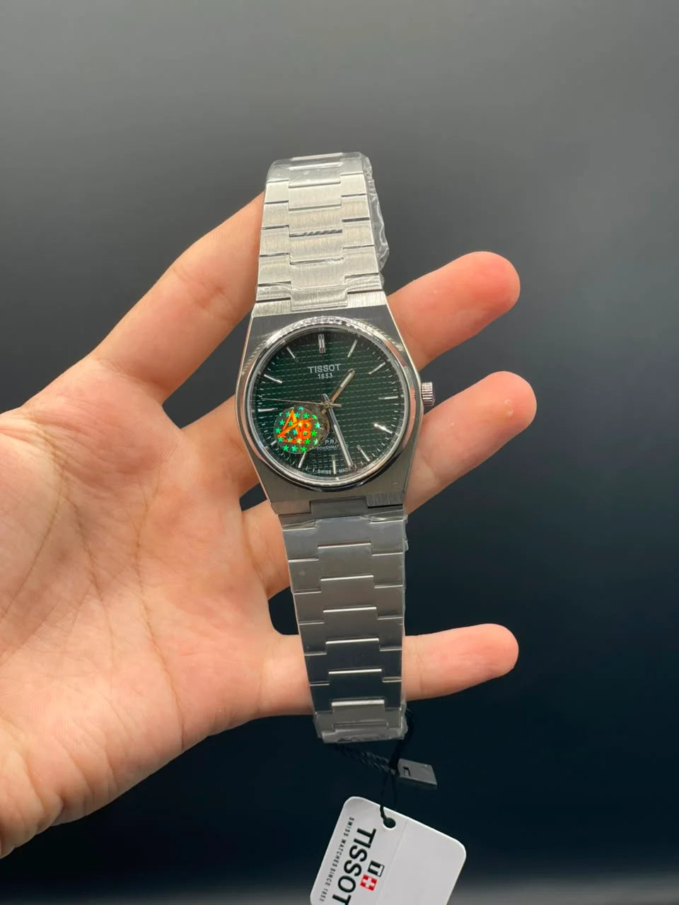 TT Silver Chain with Green Open Heart Dial Automatic Watch