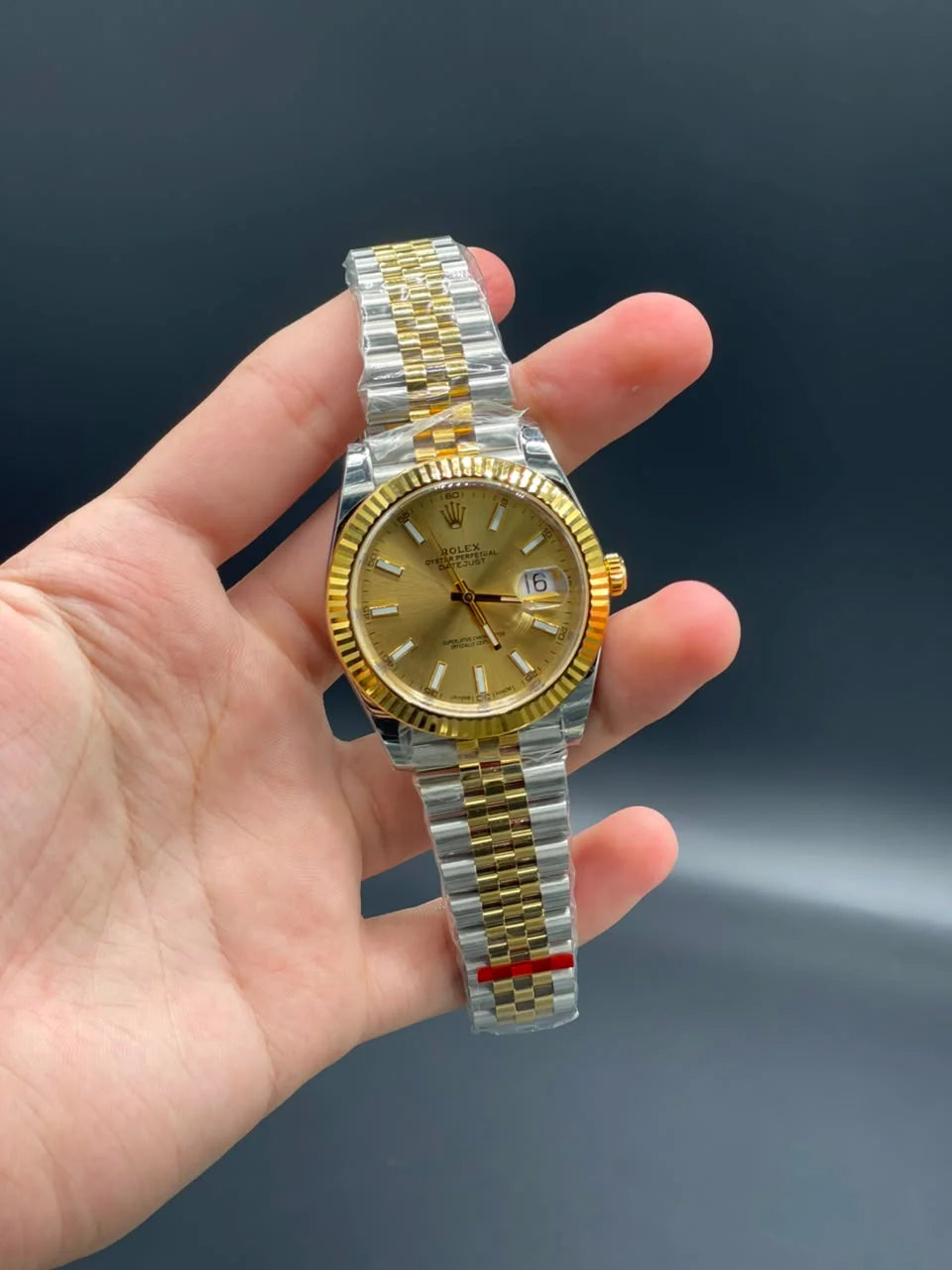 Rlx Two Tone Jubilee Chain With Golden Datejust Dial Automatic Watch