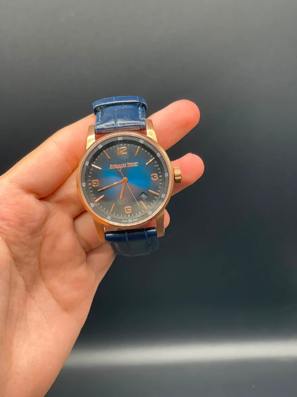 AP Style Blue Strap with Blue Dial and Golden Bezel Automatic Watch