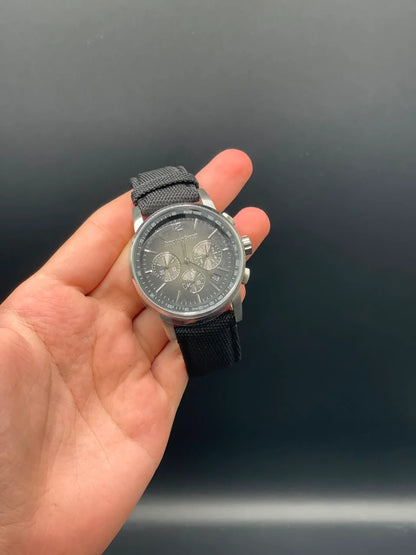 AP Style Black Strap with Smoked Gray Chronograph Dial Automatic Watch