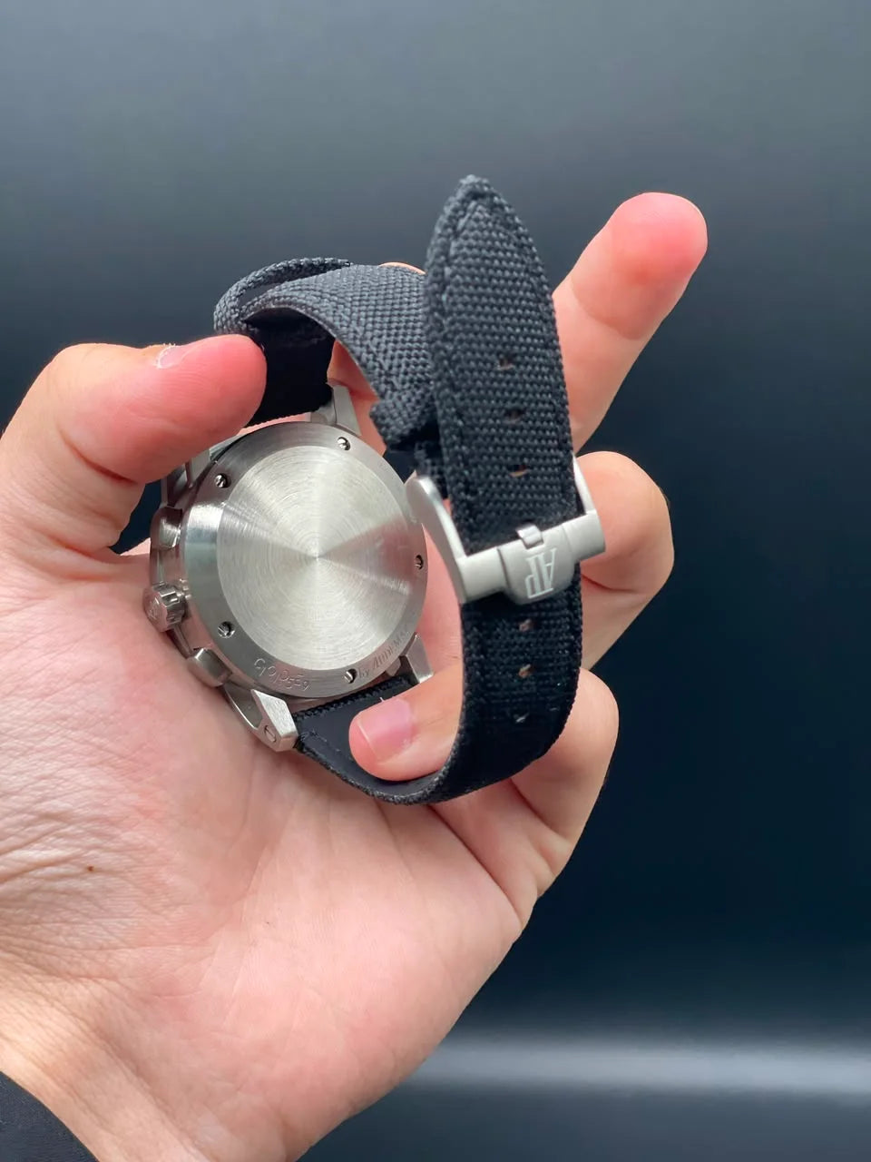 AP Style Black Strap with Black Chronograph Dial Automatic Watch