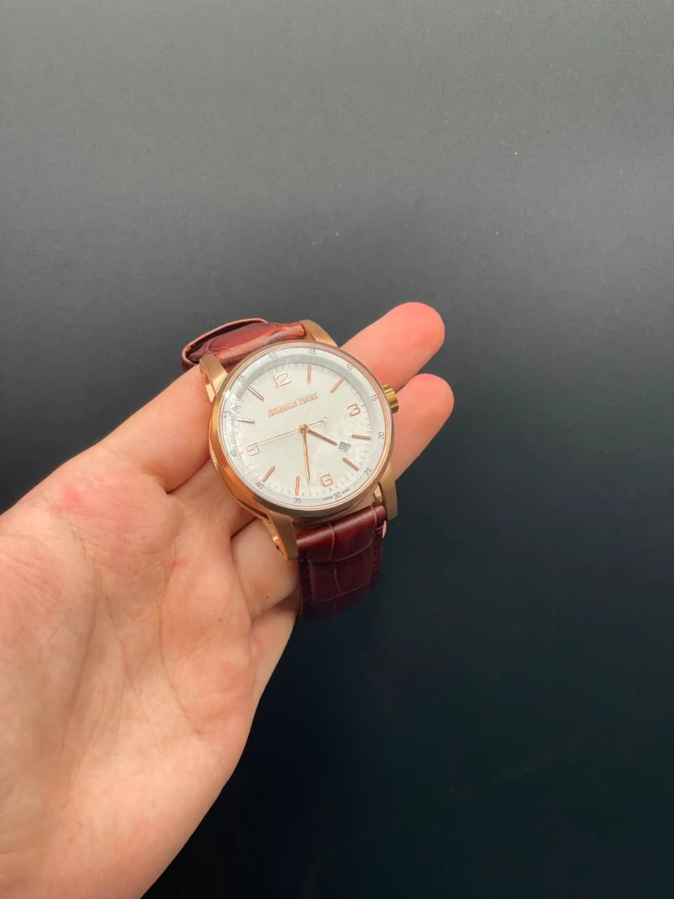 AP Style Red Strap with White Dial and Golden Bezel Automatic Watch